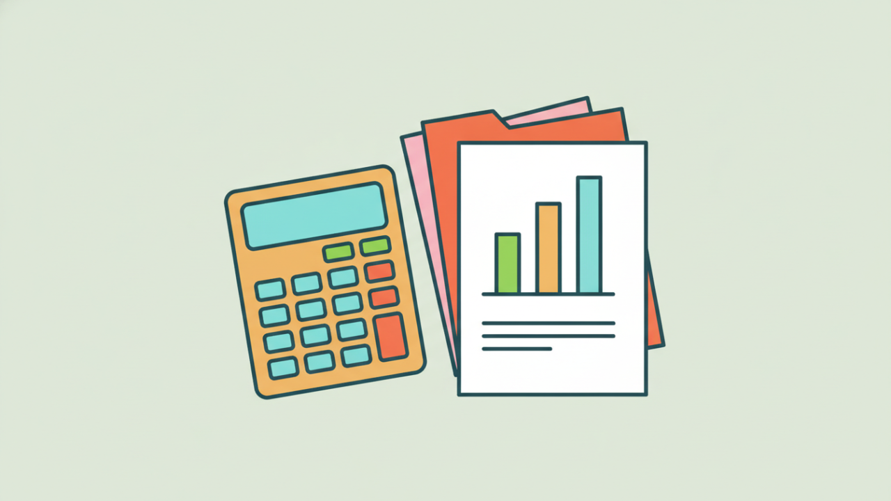 Calculatrice et dossiers pour conseils entrepreneurs