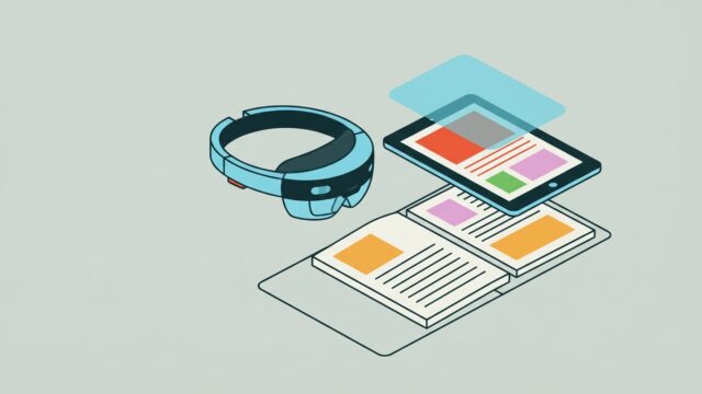 Casque de réalité augmentée, tablette et classeur de formation