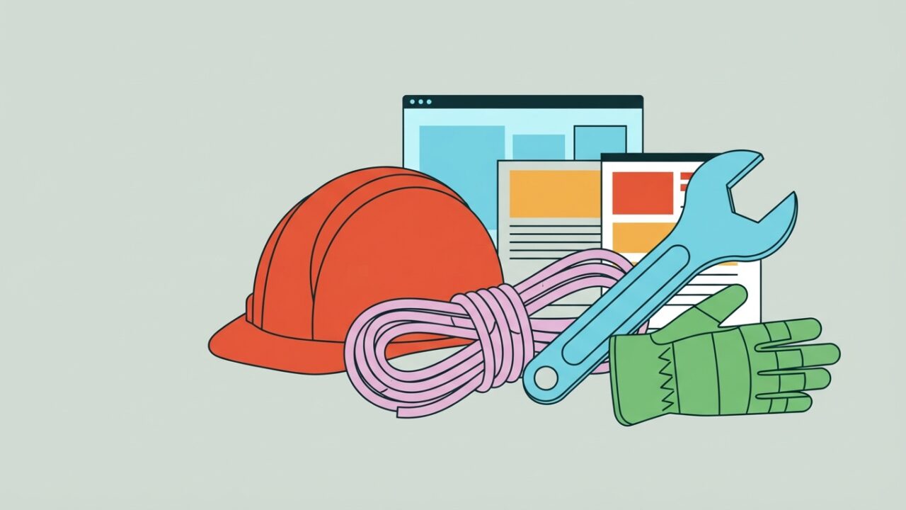 Casque de chantier, corde et outils symbolisant les metiers bien payes delaisses