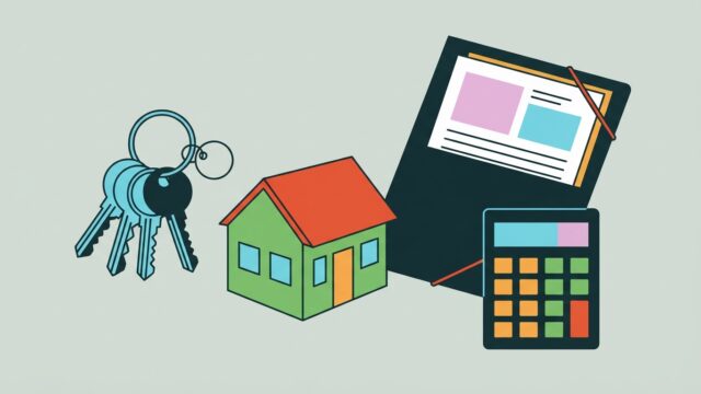 Clés, maison et calculatrice de gestion locative